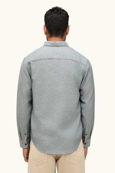 Uomo - Camicia - regular fit - collo all'italiana - tessuto tramato - grigio