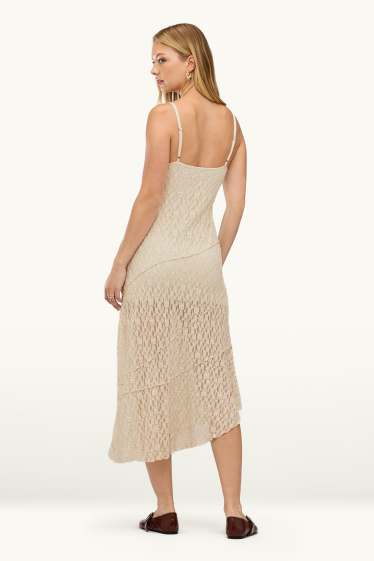Damen - Spitzenkleid - cremeweiss