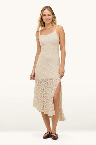 Damen - Spitzenkleid - cremeweiss