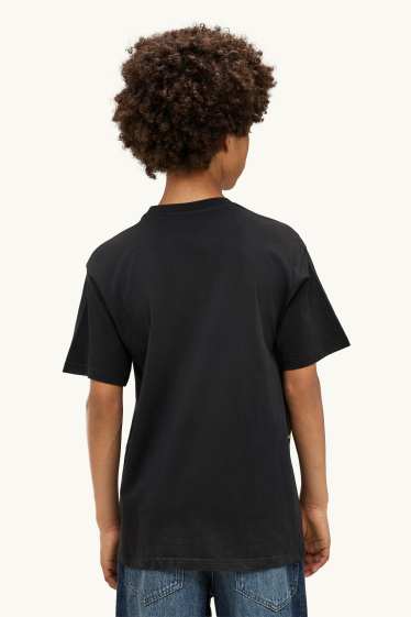 Children Boys - Minecraft - short sleeve T-shirt with appliquéd bag - black