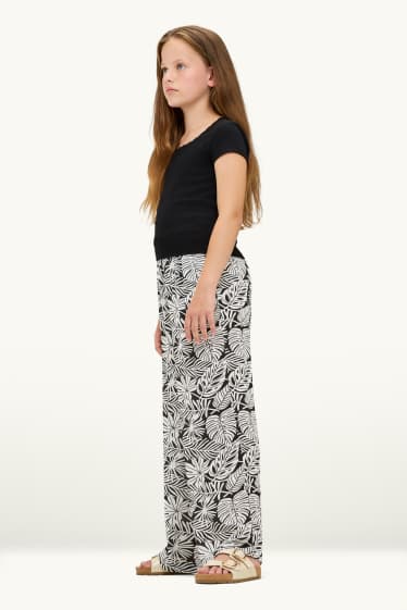 Enfants filles - Feuille - pantalon en toile - blanc / noir
