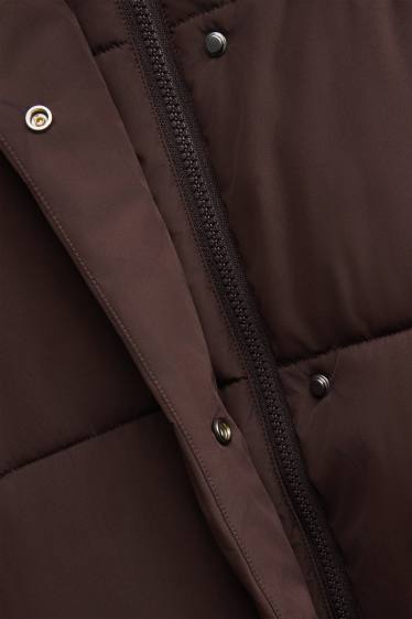 Damen - Steppjacke mit Gürtel - gefüttert - wasserabweisend - dunkelbraun
