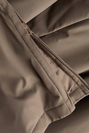 Women - Technical trench coat with hood and belt - lined - taupe