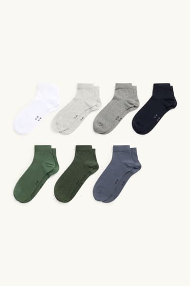 Uomo - Confezione da 7 - calzini corti - grigio / verde