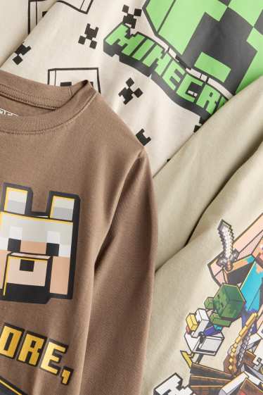 Bambini - Confezione da 3 - Minecraft - maglia a maniche lunghe - beige / marrone