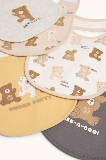 Baby Boys - Multipack of 5 - teddy bear - baby bib - beige / brown