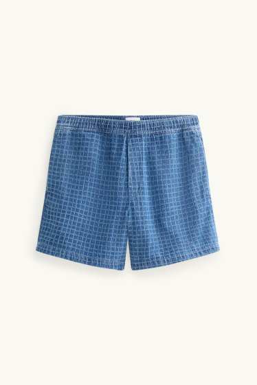 Hommes - Short en jean - à carreaux - jean bleu