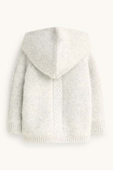 Baby Buben - Baby-Strickjacke mit Kapuze - gefüttert - hellgrau
