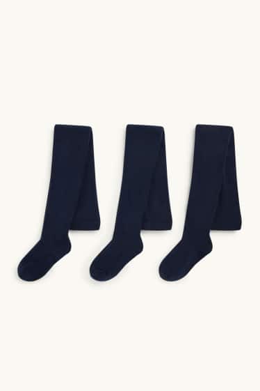 Enfants filles - Lot de 3 paires - collants - bleu foncé