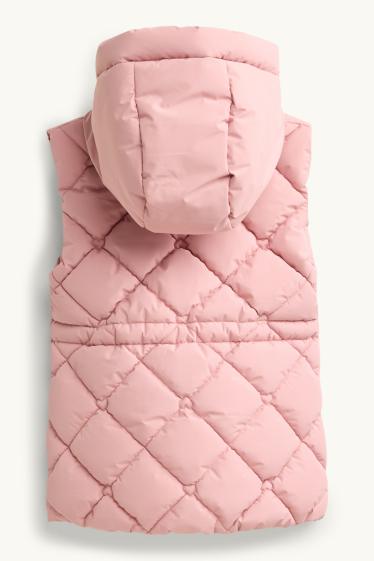 Kinderen: meisjes - Bodywarmer met capuchon - waterafstotend - roze