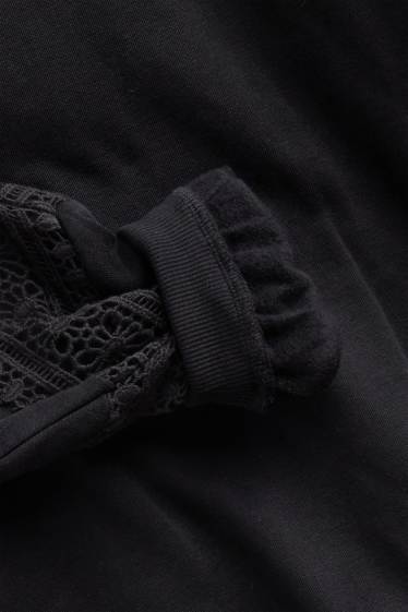 Women - Sweatshirt - broderie anglaise - black