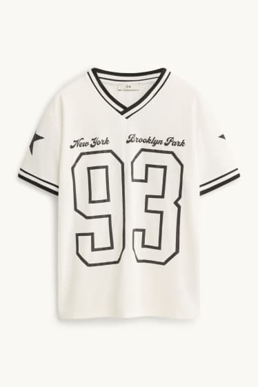 Kinder Mädchen - New York - Kurzarmshirt - Oversized - weiss / schwarz