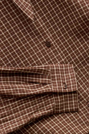 Femmes - Blouse-chemise - à carreaux - marron / blanc crème