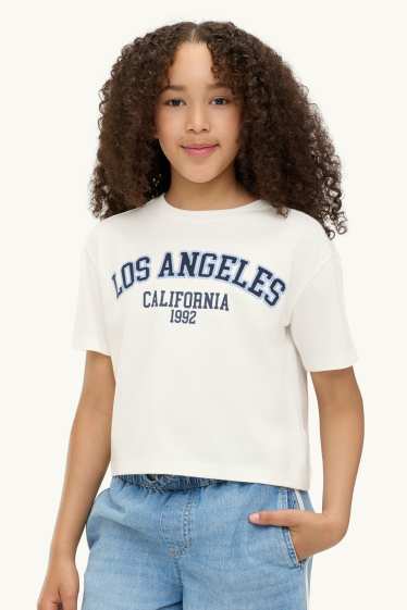 Kinder Mädchen - Los Angeles - Kurzarmshirt - dunkelblau / cremeweiß
