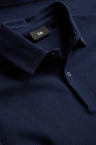 Uomo - Polo - regular fit - tessuto tramato - blu scuro