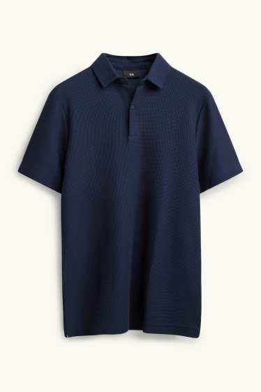Uomo - Polo - regular fit - tessuto tramato - blu scuro