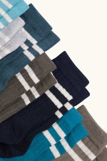 Kinderen: jongens - Set van 7 paar - sokken - geribd - blauw / turquoise