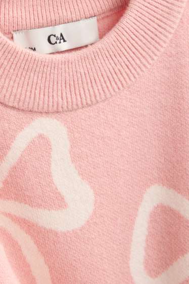 Kinder Mädchen - Schleife - Pullover - rosa / beige