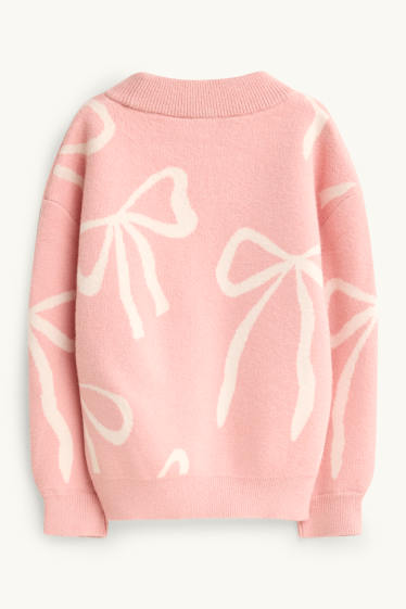 Kinder Mädchen - Schleife - Pullover - rosa / beige