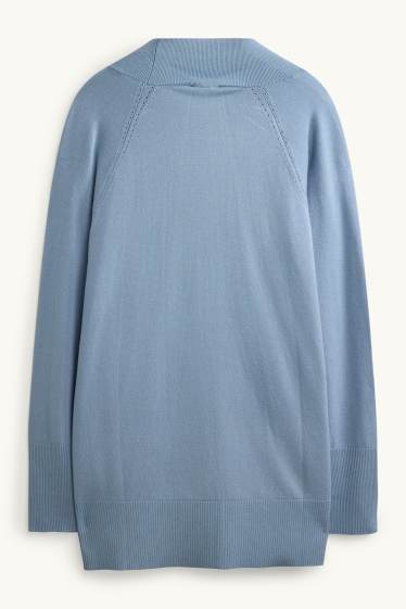 Dames - Lang gebreid vest - blauw