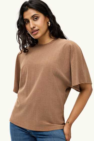 Femmes - T-shirt - relaxed fit - marron