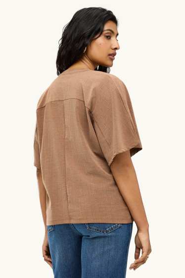 Femmes - T-shirt - relaxed fit - marron