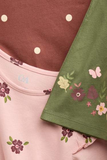 Kinderen: meisjes - Set van 3 - jurk - met patroon - groen / roze