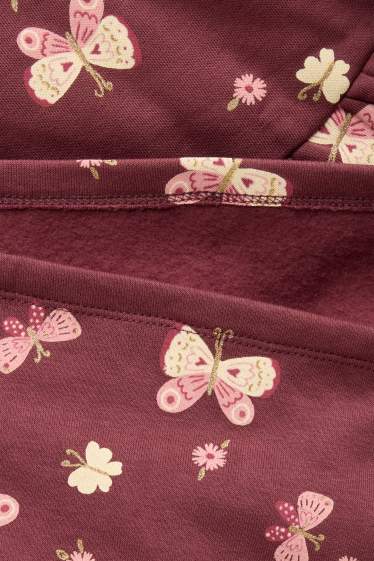 Kinderen: meisjes - Vlinder - jurk van sweatstof - bordeaux
