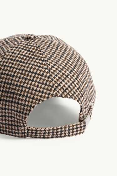 Hommes - Casquette - à carreaux - noir / beige