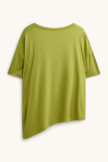 Damen - T-Shirt mit V-Ausschnitt - Relaxed Fit - hellgrün