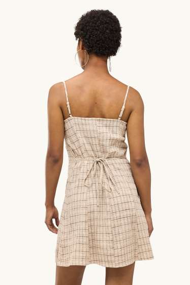 Donna - Vestito fit & flare - a quadretti - beige