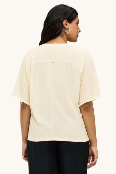 Femmes - T-shirt - relaxed fit - crème