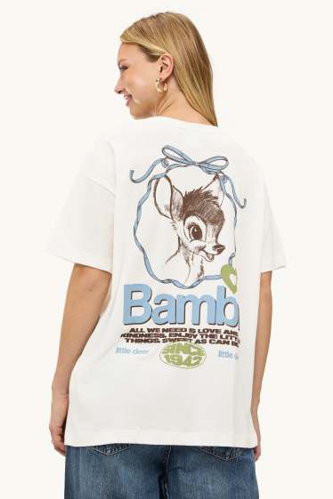 Dames - T-shirt - oversized - Bambi - wit