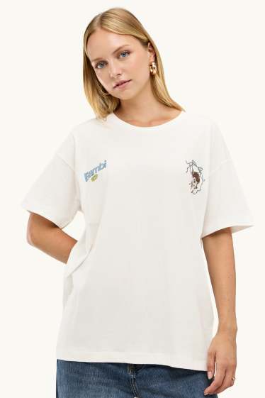 Dames - T-shirt - oversized - Bambi - wit