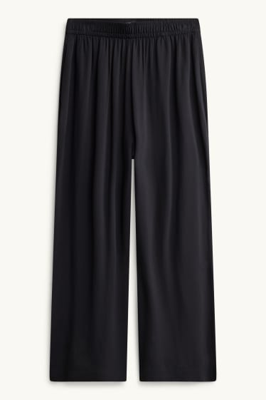 Dames - Kortere pantalon - high waist - palazzo - zwart