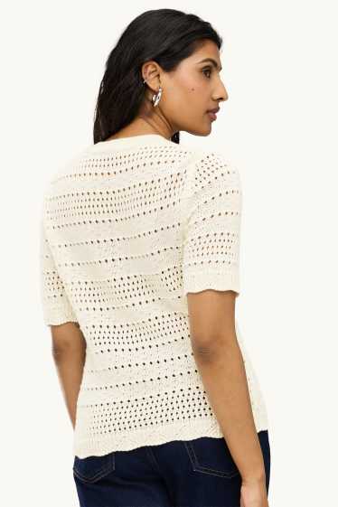 Women - Jumper - short sleeve - cremewhite