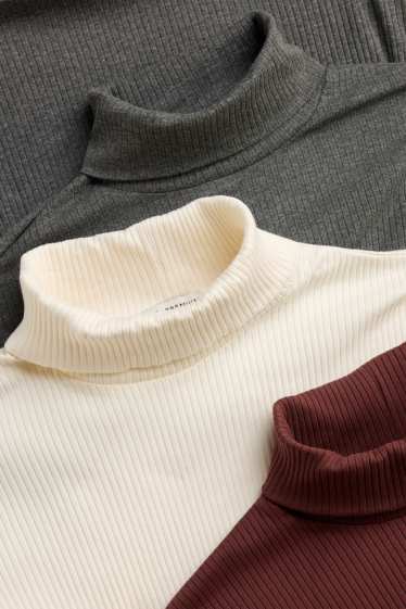 Kinder Mädchen - Multipack 3er - Rollkragenpullover - gerippt - bordeaux