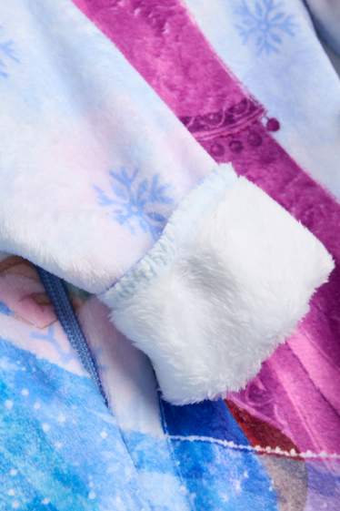 Kinder Mädchen - Die Eiskönigin - Onesie mit Kapuze - Glanz-Effekt - weiss / hellblau