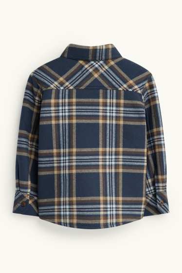 Children Boys - Flannel shirt jacket - lined - check - blue / beige
