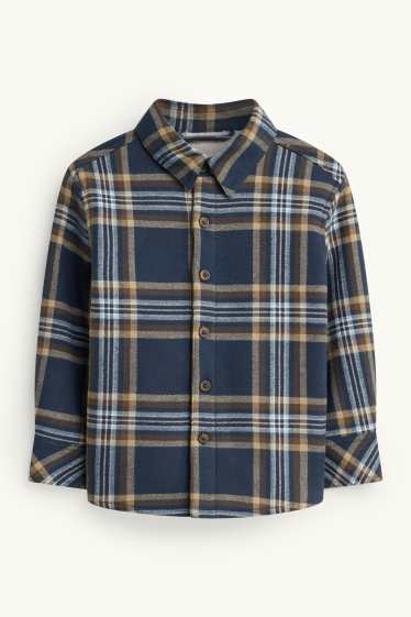 Children Boys - Flannel shirt jacket - lined - check - blue / beige