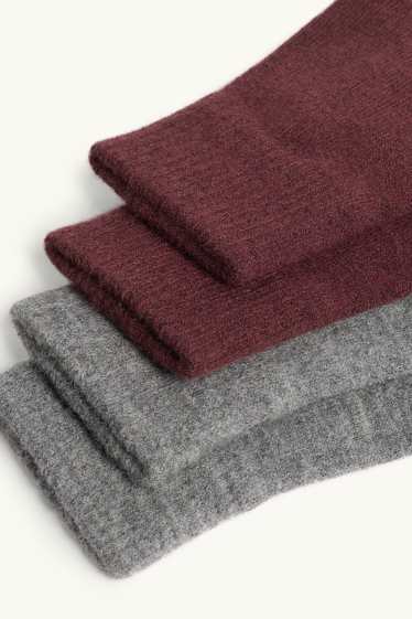Kinderen: meisjes - Set van 2 paar - handschoenen - grijs / donkerrood