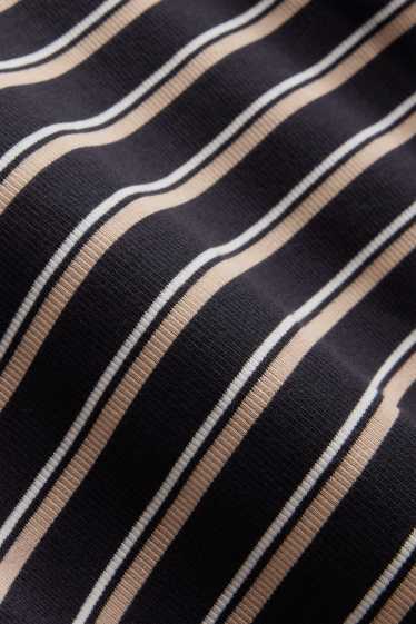 Dona - Samarreta de mànigues llargues - slim fit - de ratlles - negre/beix