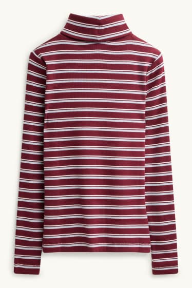 Dona - Samarreta de mànigues llargues - slim fit - de ratlles - bordeus/blanc