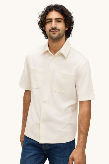 Home - Camisa - relaxed fit - Kent - texturada - blanc