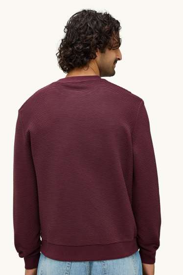 Uomo - Felpa - a coste - rosso scuro