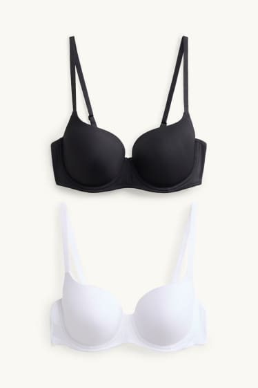 Dona - Paquet de 2 - sostenidor amb cèrcols - FULL COVERAGE - embuatats - blanc/negre