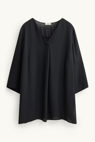 Women - V-neck blouse - black