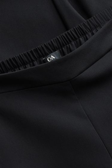 Damen - Stoffhose - High Waist - Wide Leg - schwarz