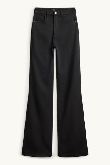 Femei - Pantaloni de stofă - talie înaltă - evazați - negru