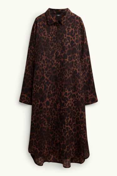Dona - Vestit camiser - estampat de lleopard - marró